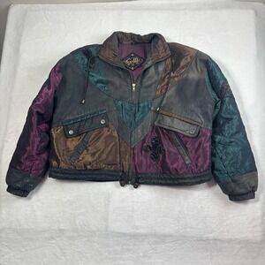 VTG G-III Leather Puffer Full Zip Long Sleeve Jacket Women's Medium  Boho Hippie